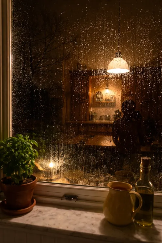 La pluie à la fenêtre
